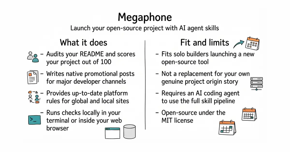 Megaphone. Launch your open-source project with AI agent skills.
