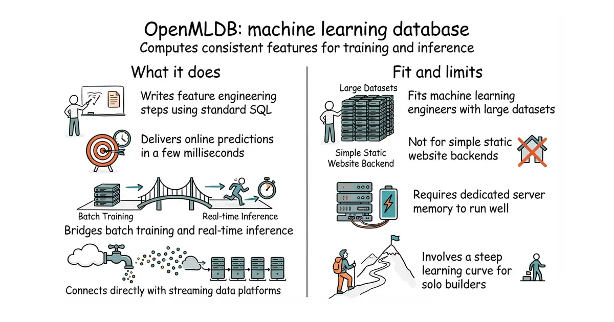 OpenMLDB: machine learning database. Computes consistent features for training and inference.