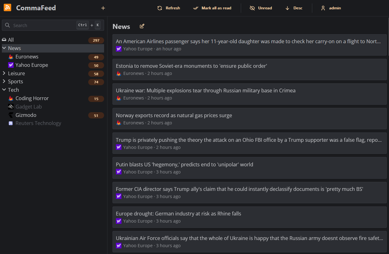 Athou/commafeed: Screenshot 1