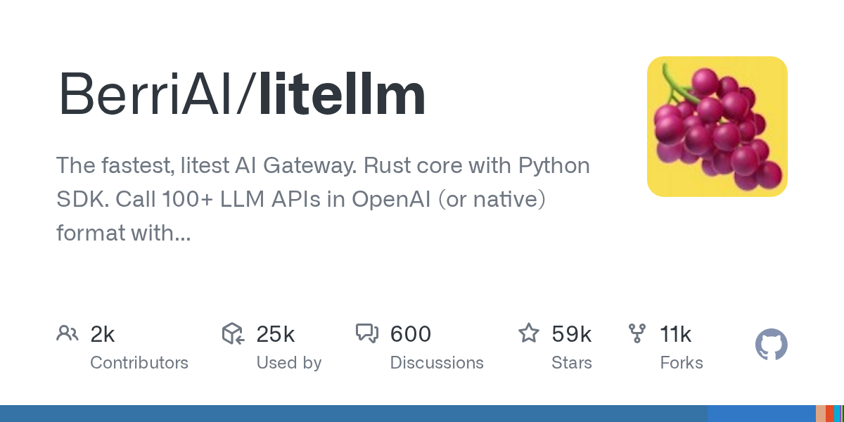 BerriAI/litellm: GitHub preview card