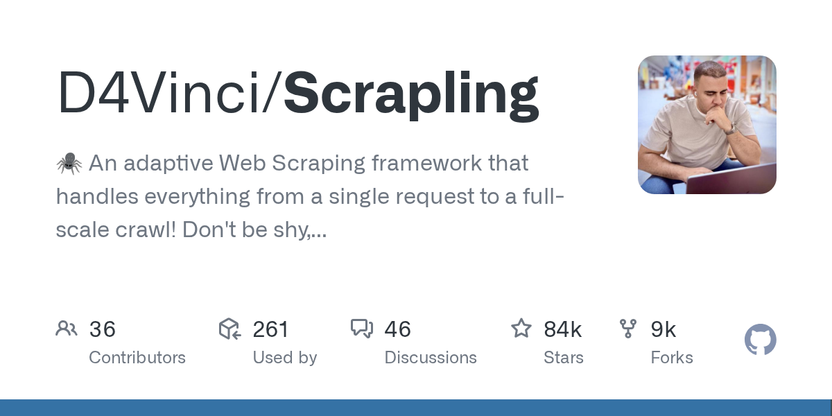 D4Vinci/Scrapling: GitHub preview card
