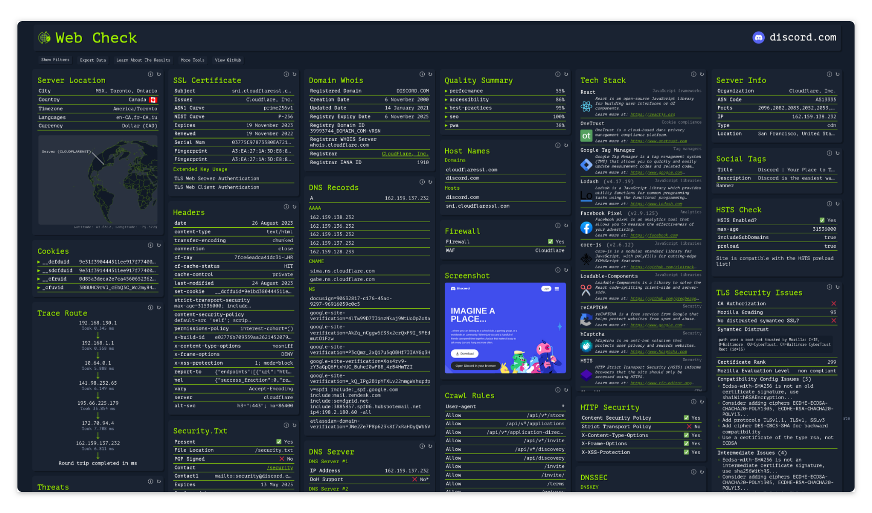 Lissy93/web-check: Screenshot 2