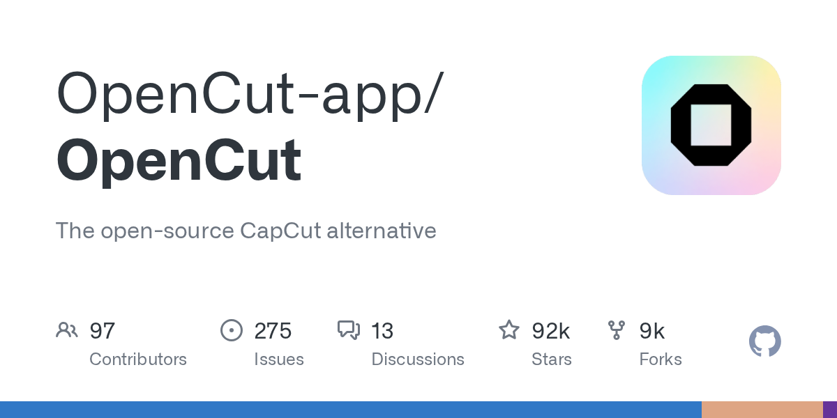 OpenCut-app/OpenCut: GitHub preview card