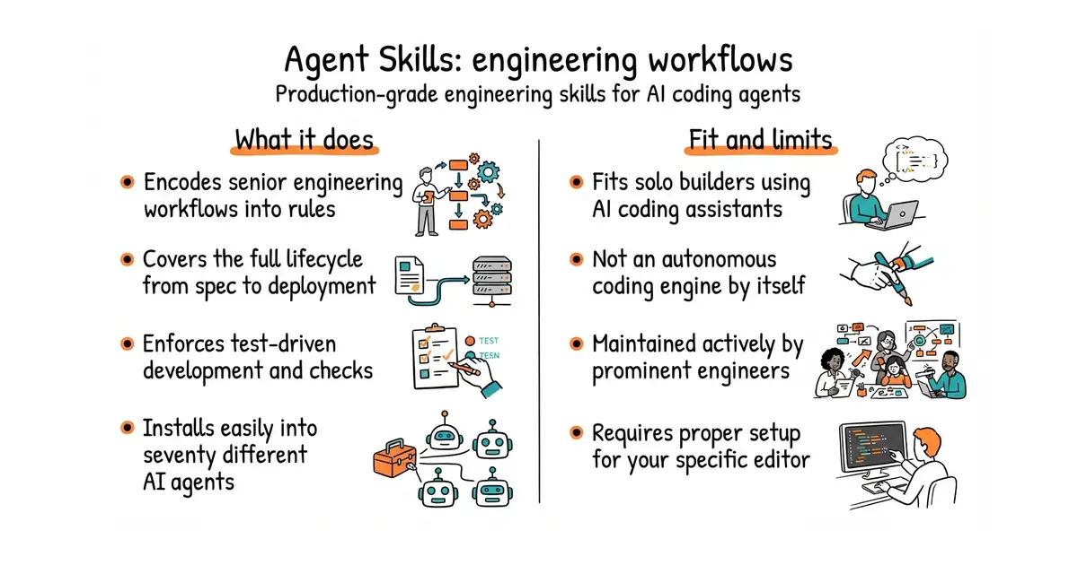 Agent Skills: engineering workflows. Production-grade engineering skills for AI coding agents.