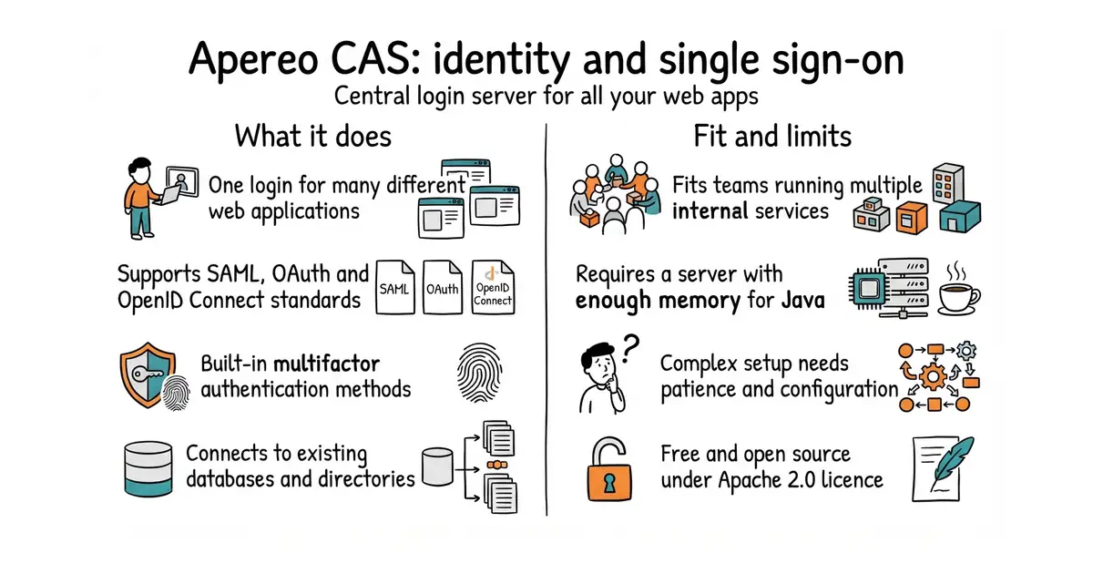 Apereo CAS: identity and single sign-on. Central login server for all your web apps.