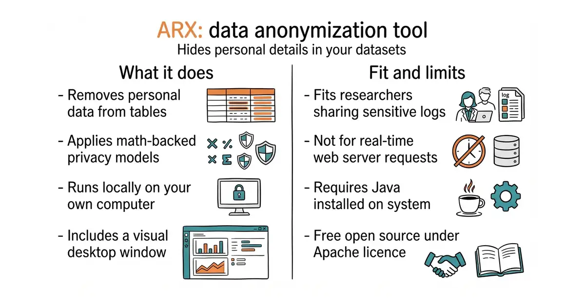 ARX: data anonymization tool. Hides personal details in your datasets.
