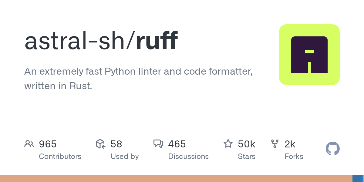 astral-sh/ruff: GitHub preview card