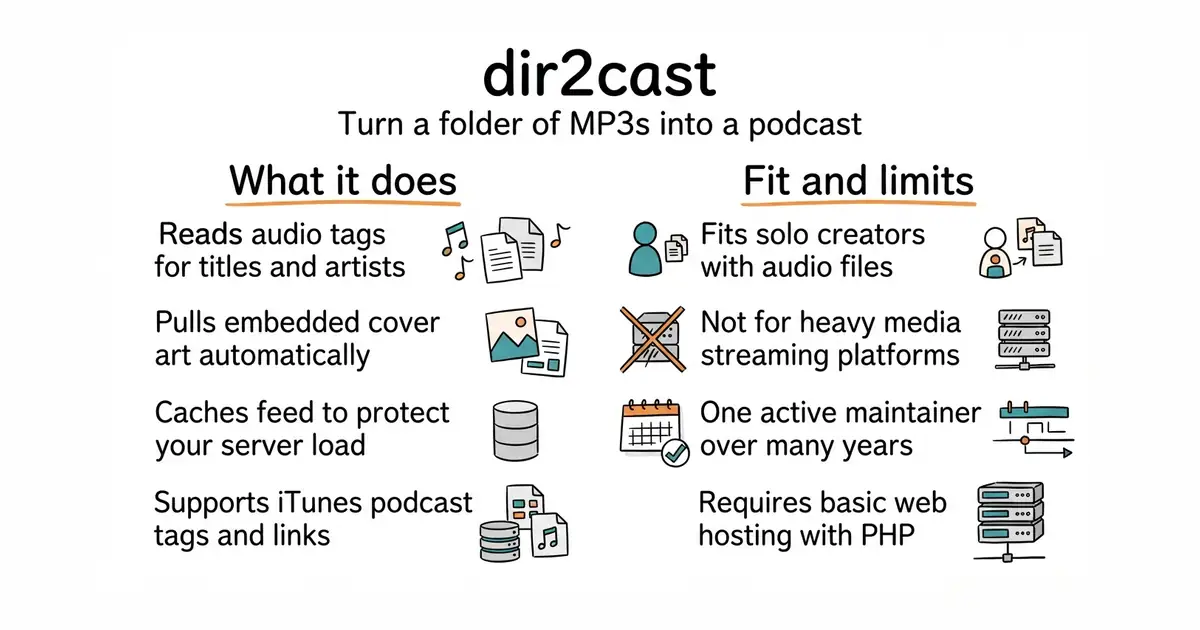 dir2cast. Turn a folder of MP3s into a podcast.