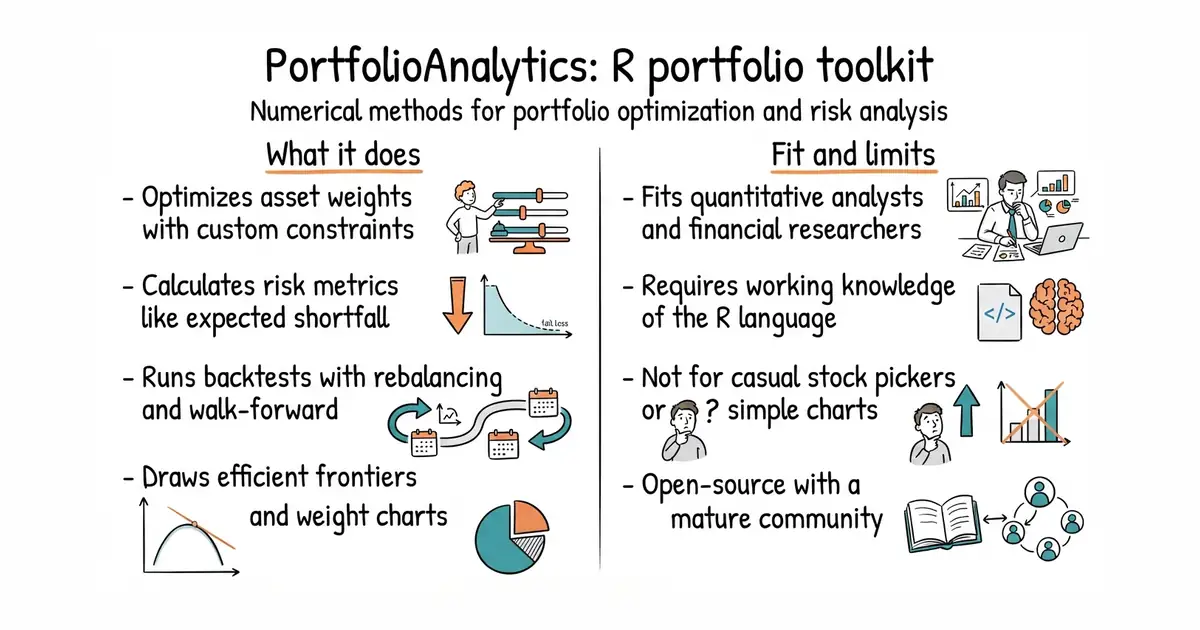PortfolioAnalytics: R portfolio toolkit. Numerical methods for portfolio optimization and risk analysis.