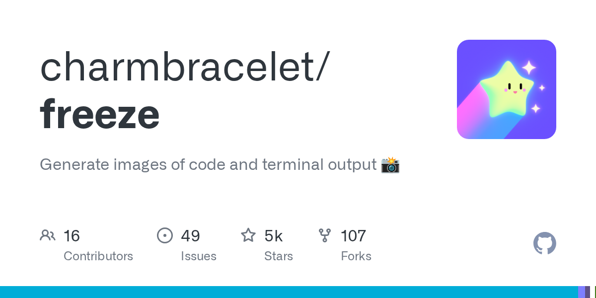 charmbracelet/freeze: GitHub preview card