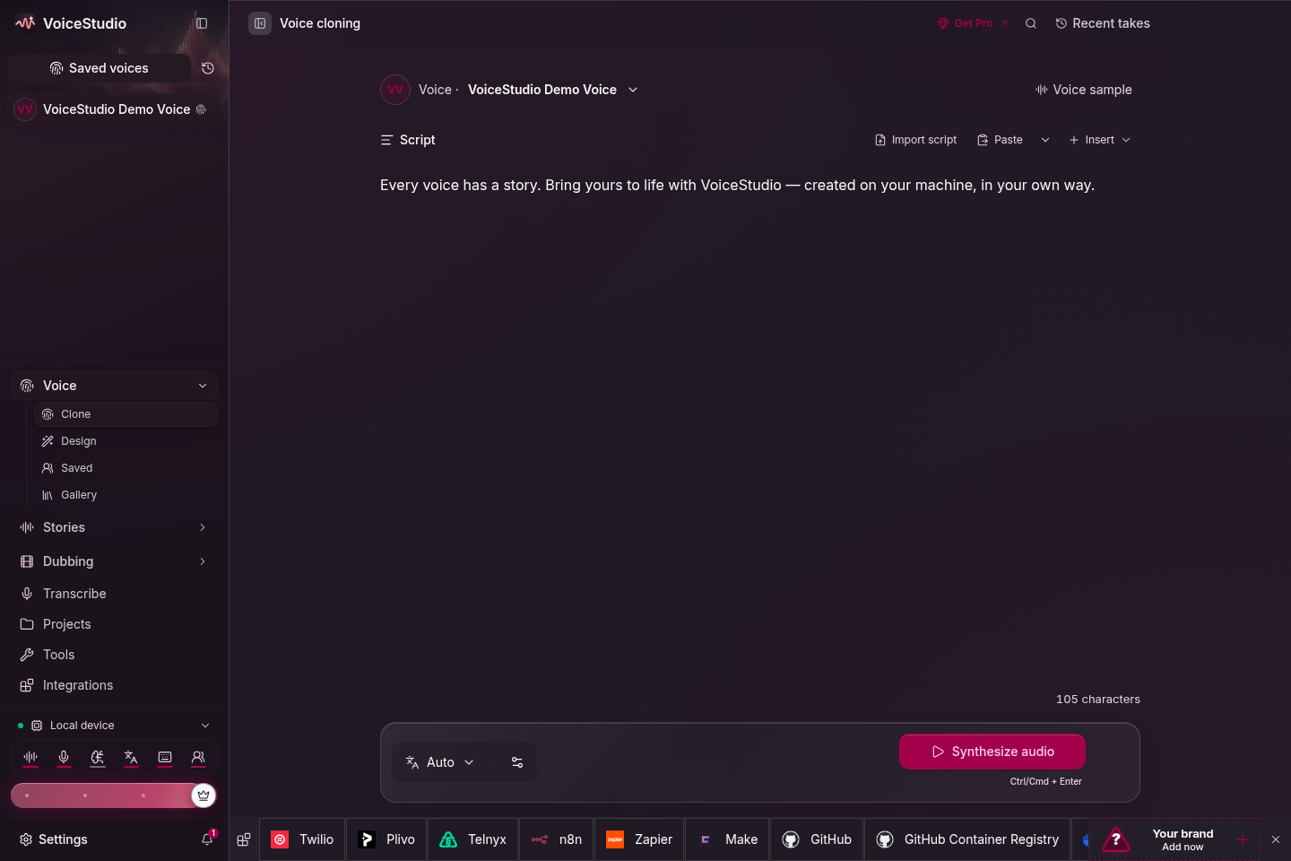 debpalash/VoiceStudio: Screenshot 1