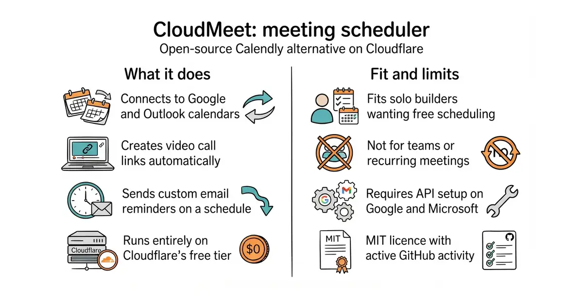 CloudMeet: meeting scheduler. Open-source Calendly alternative on Cloudflare.