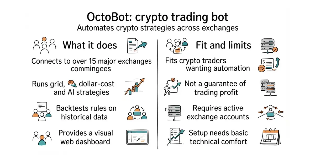 OctoBot: crypto trading bot. Automates crypto strategies across exchanges.