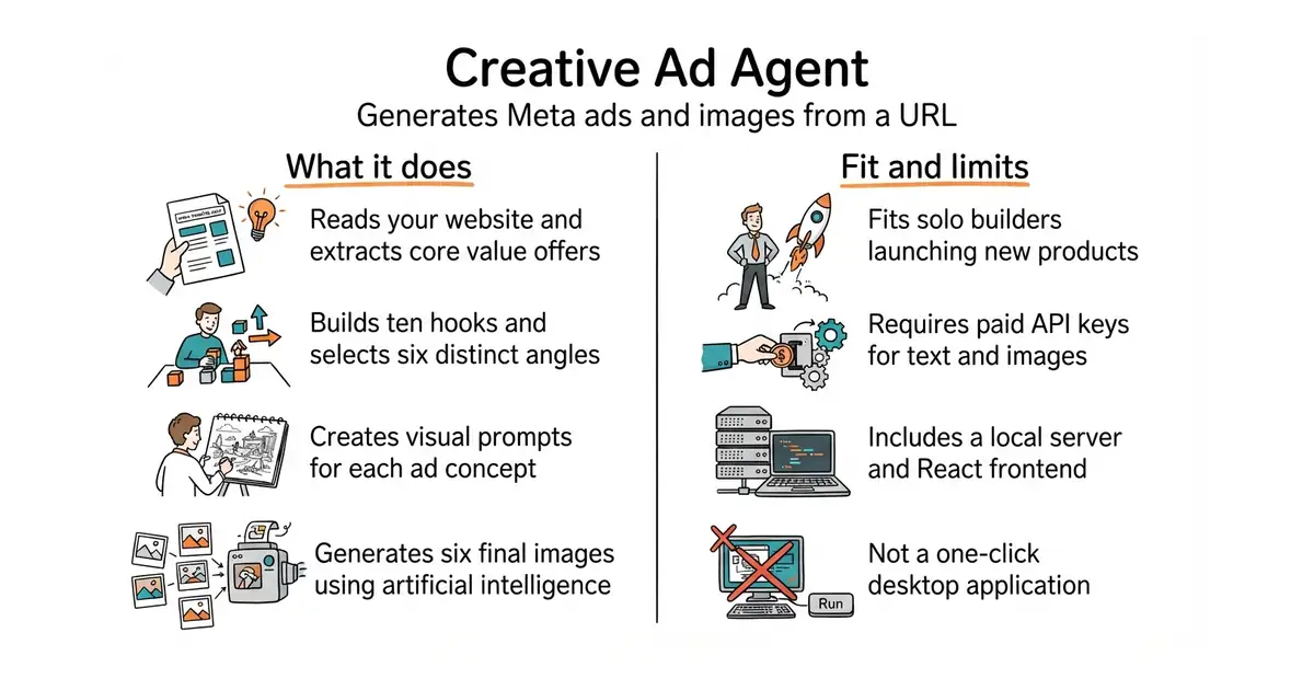 Creative Ad Agent. Generates Meta ads and images from a URL.