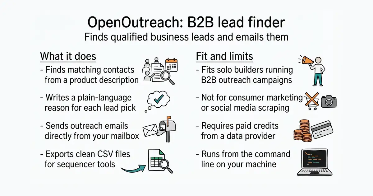 OpenOutreach: B2B lead finder. Finds qualified business leads and emails them.