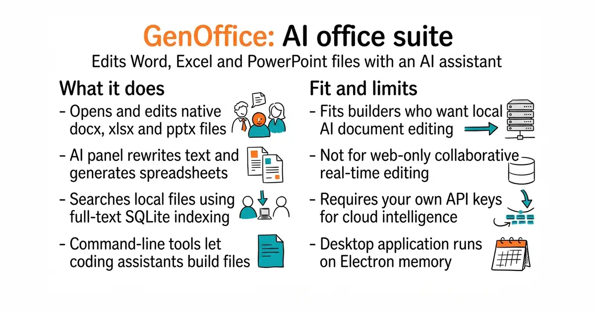 GenOffice: AI office suite. Edits Word, Excel and PowerPoint files with an AI assistant.