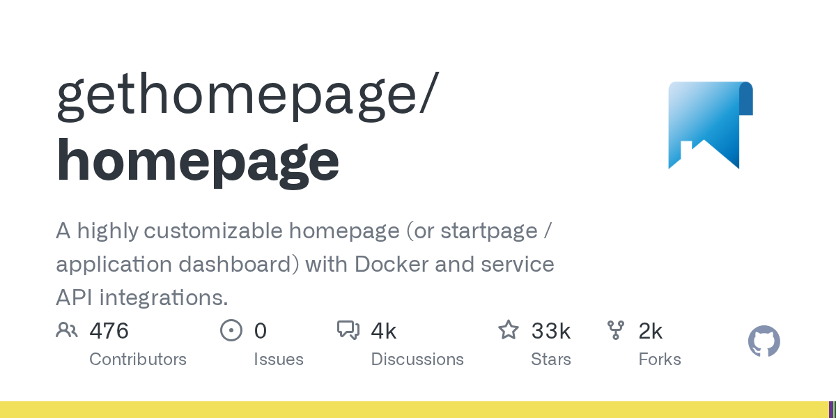 gethomepage/homepage: GitHub preview card