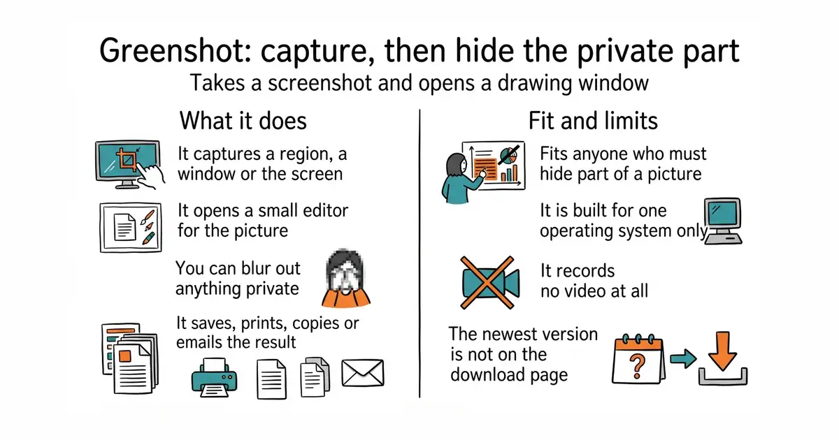 Greenshot: capture, then hide the private part. Takes a screenshot and opens a drawing window.
