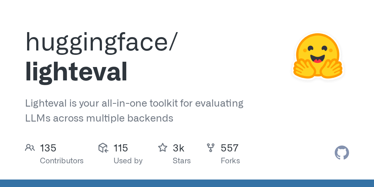 huggingface/lighteval: GitHub preview card