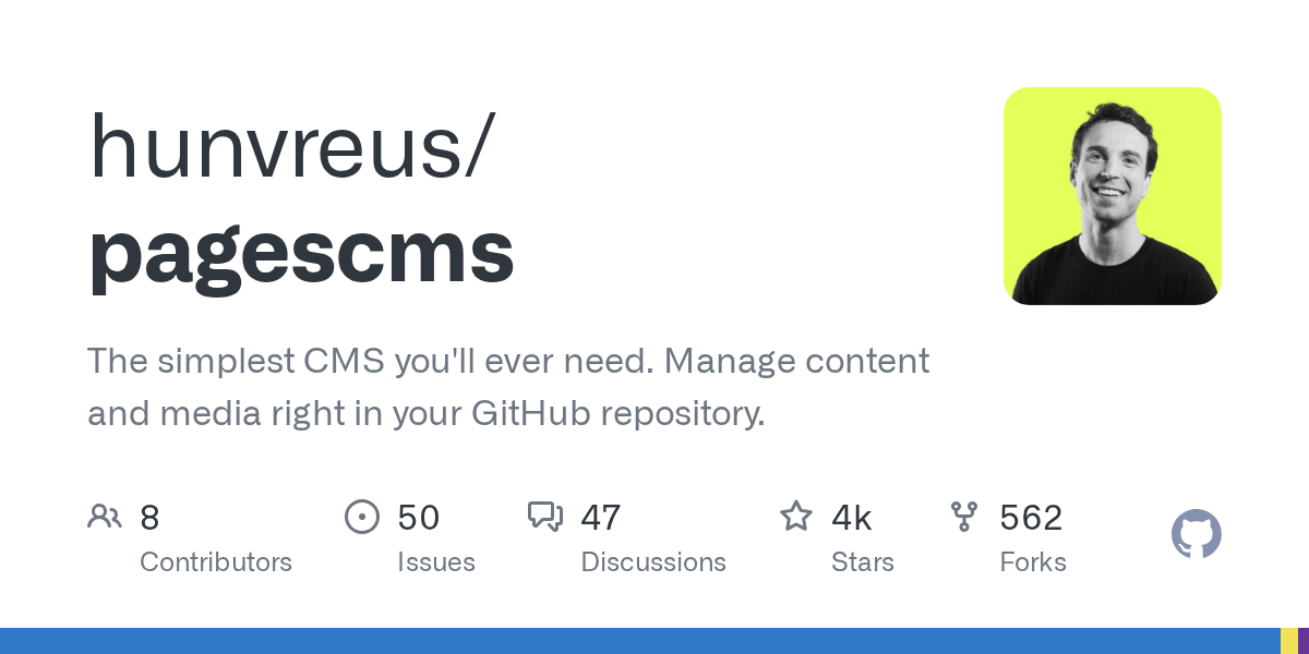 hunvreus/pagescms: GitHub preview card