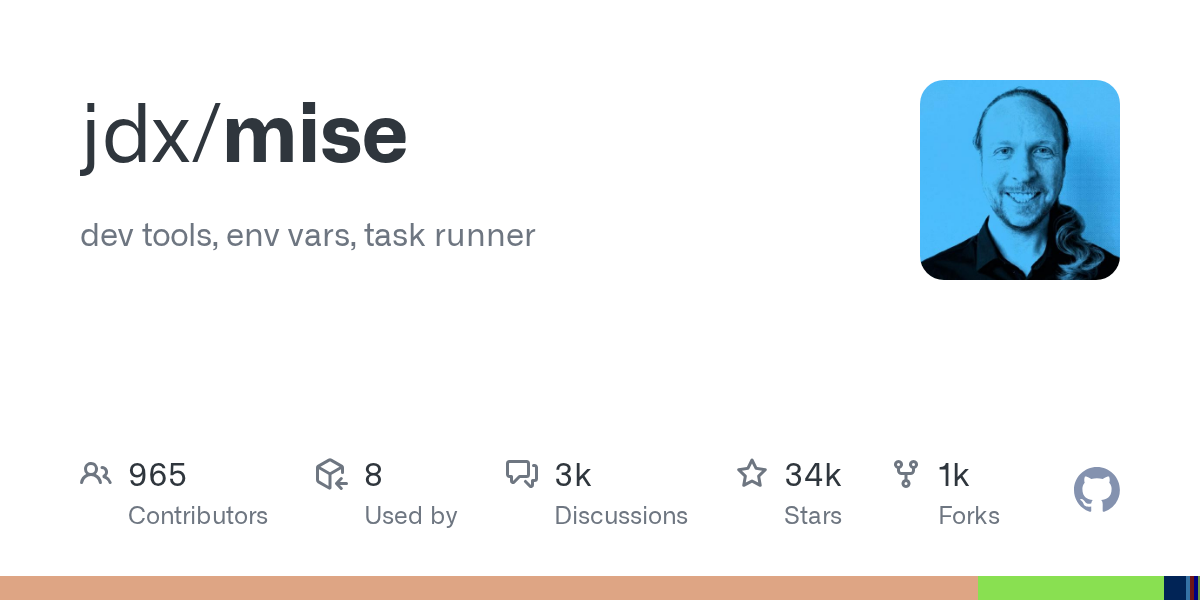 jdx/mise: GitHub preview card