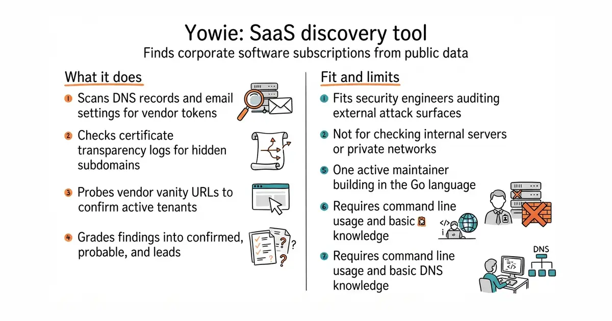 Yowie: SaaS discovery tool. Finds corporate software subscriptions from public data.