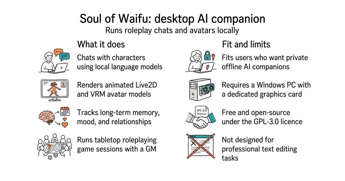 Soul of Waifu: desktop AI companion. Runs roleplay chats and avatars locally.