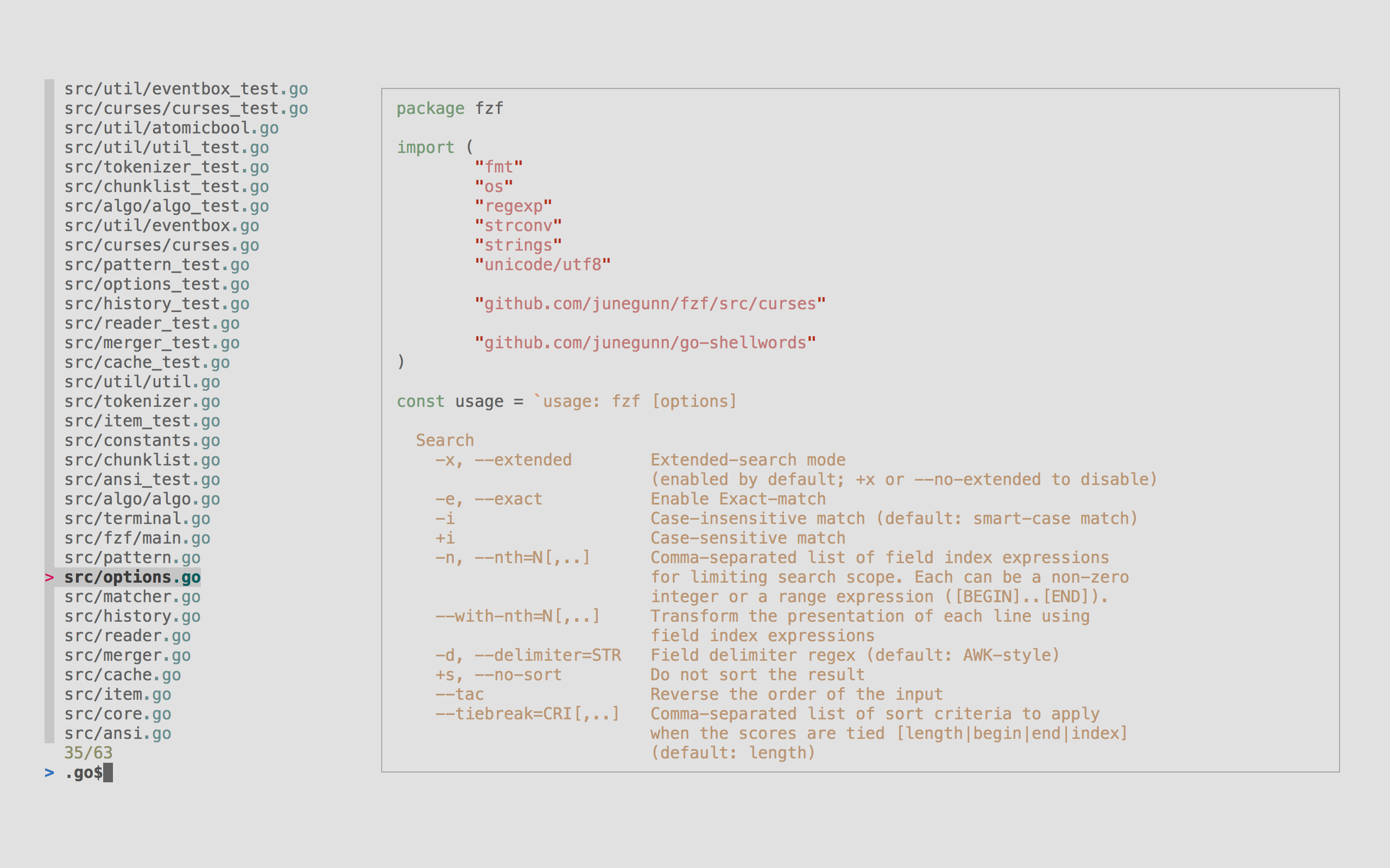 junegunn/fzf: Screenshot 3