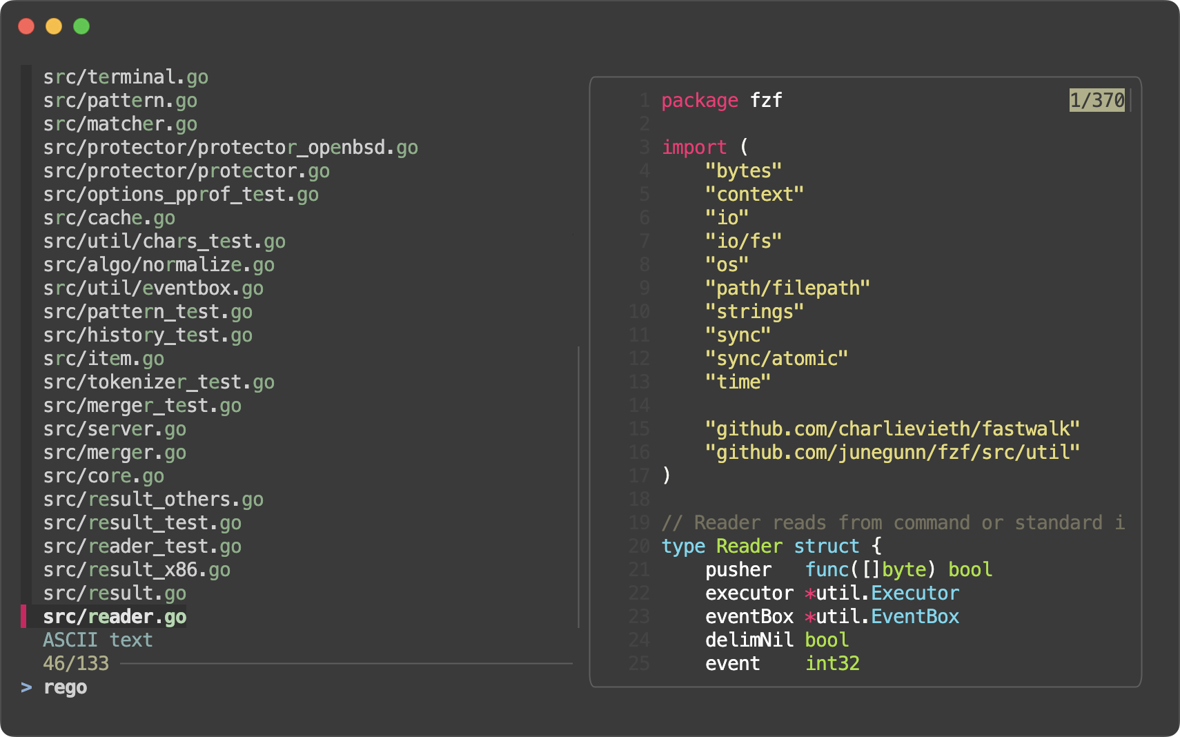 junegunn/fzf: Screenshot 4