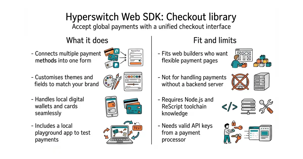 Hyperswitch Web SDK: Checkout library. Accept global payments with a unified checkout interface.