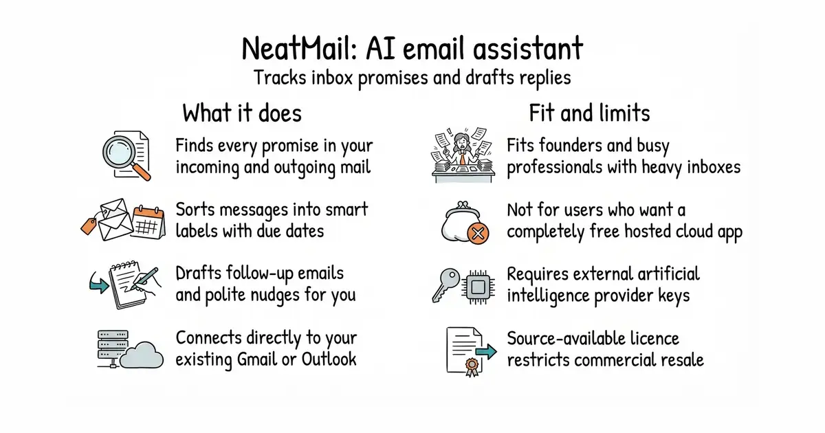 NeatMail: AI email assistant. Tracks inbox promises and drafts replies.