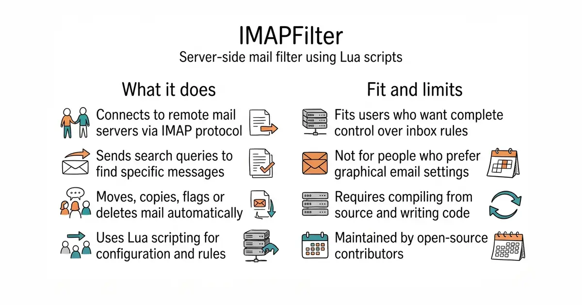 IMAPFilter. Server-side mail filter using Lua scripts.