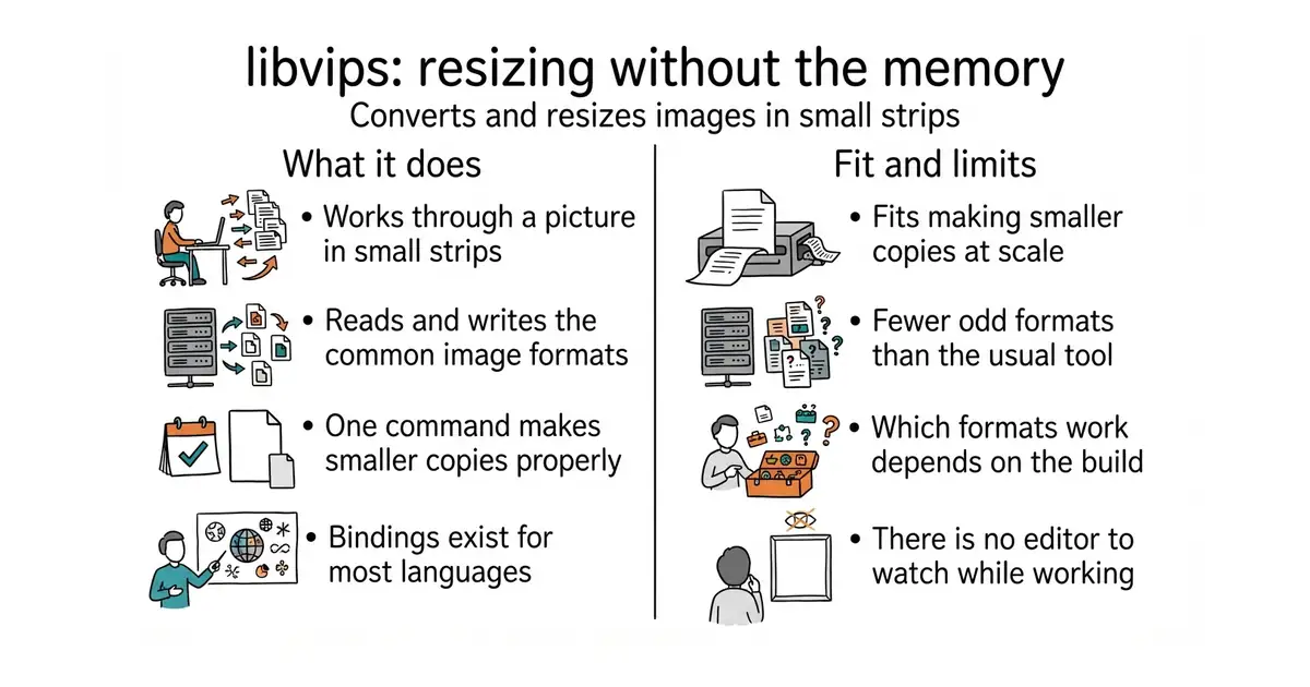 libvips: resizing without the memory. Converts and resizes images in small strips.
