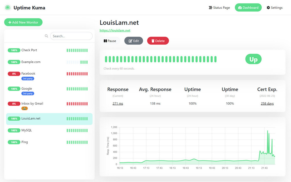 louislam/uptime-kuma: Screenshot 2