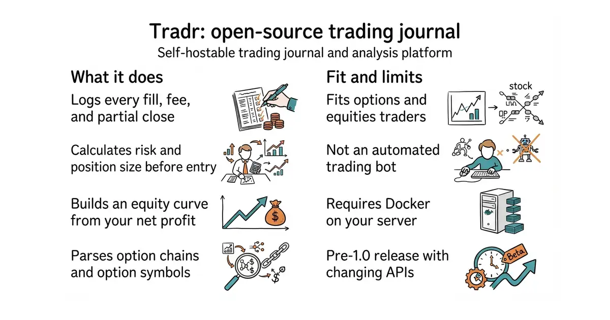 Tradr: open-source trading journal. Self-hostable trading journal and analysis platform.