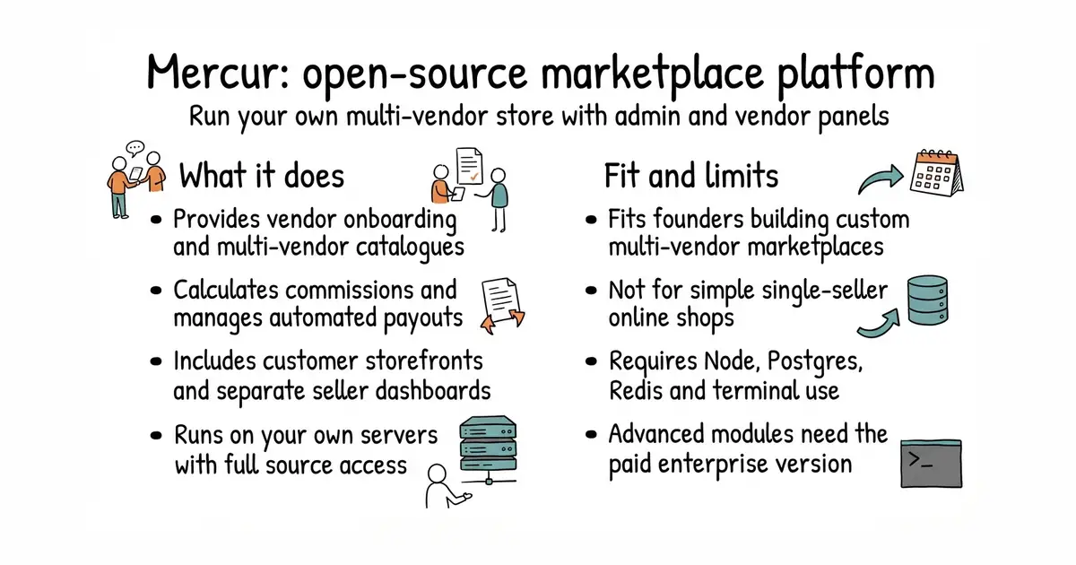 Mercur: open-source marketplace platform. Run your own multi-vendor store with admin and vendor panels.