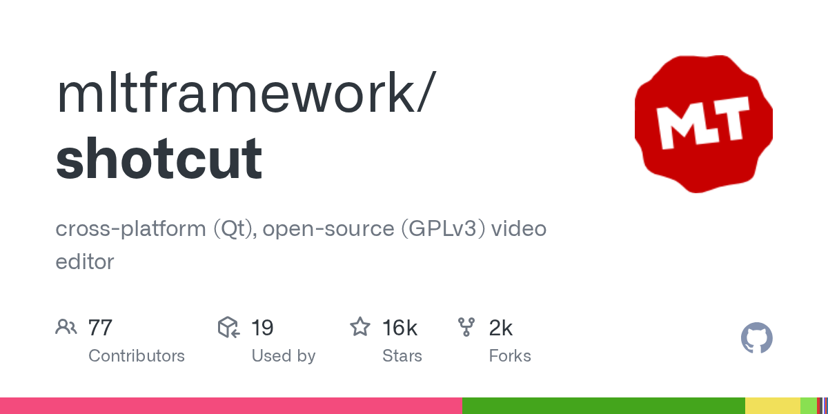 mltframework/shotcut: GitHub preview card
