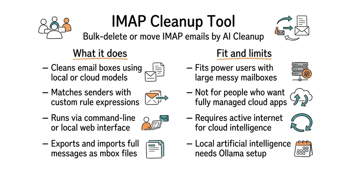 IMAP Cleanup Tool. Bulk-delete or move IMAP emails by AI Cleanup.
