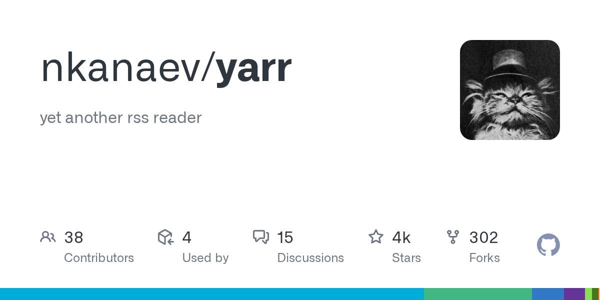 nkanaev/yarr: GitHub preview card
