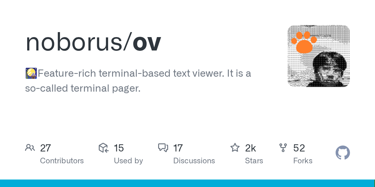 noborus/ov: GitHub preview card