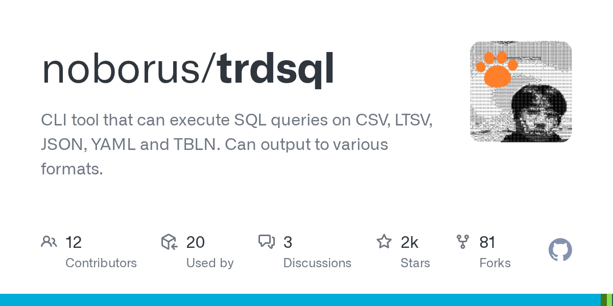 noborus/trdsql: GitHub preview card