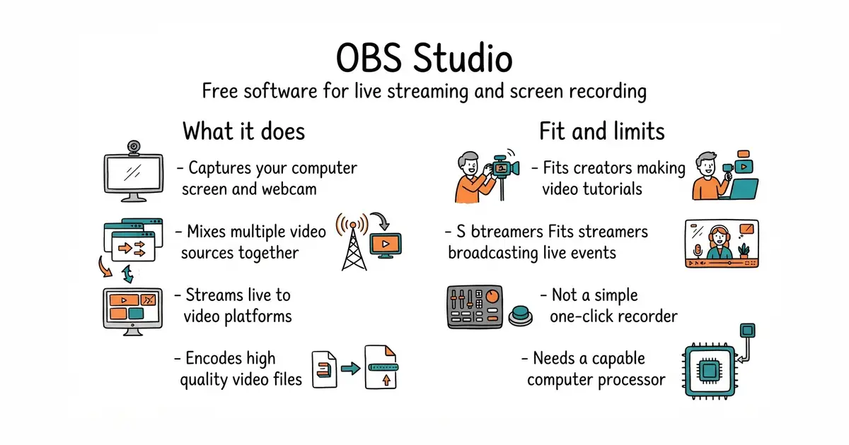 OBS Studio. Free software for live streaming and screen recording.