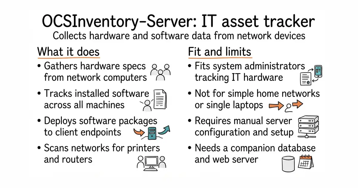OCSInventory-Server: IT asset tracker. Collects hardware and software data from network devices.
