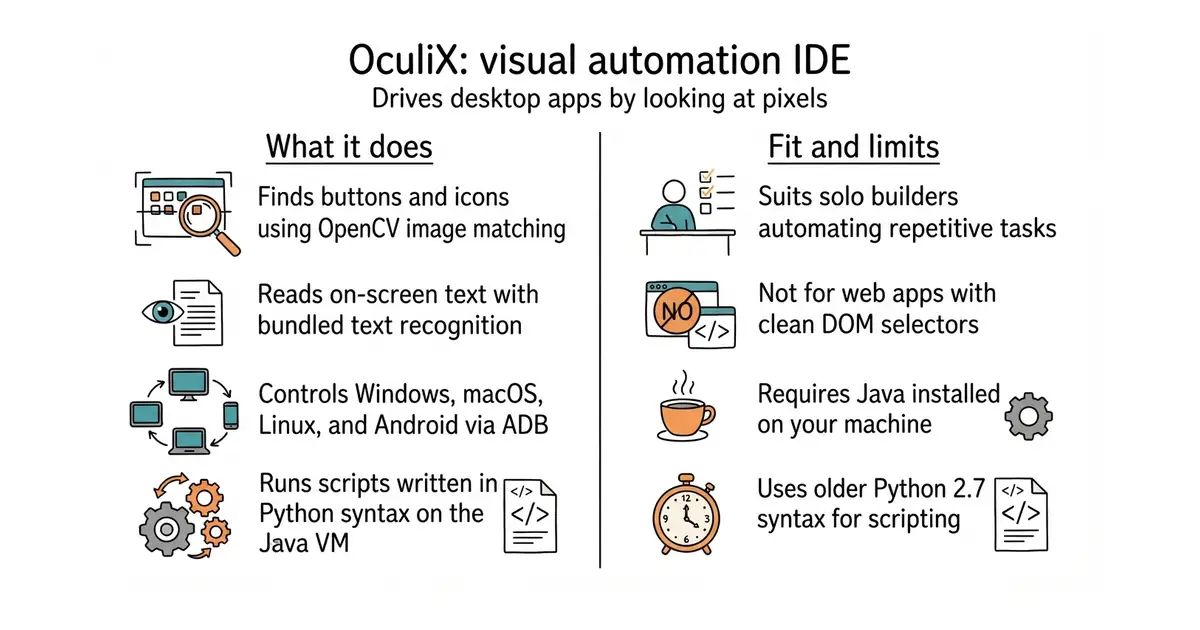 OculiX: visual automation IDE. Drives desktop apps by looking at pixels.