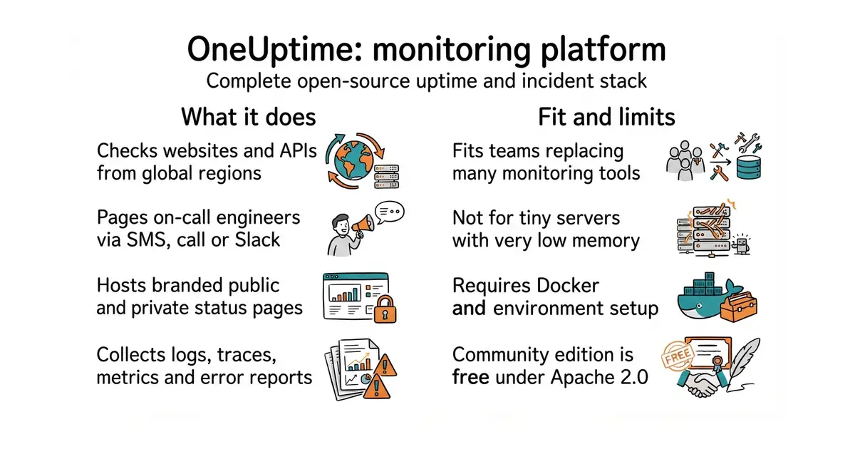OneUptime: monitoring platform. Complete open-source uptime and incident stack.