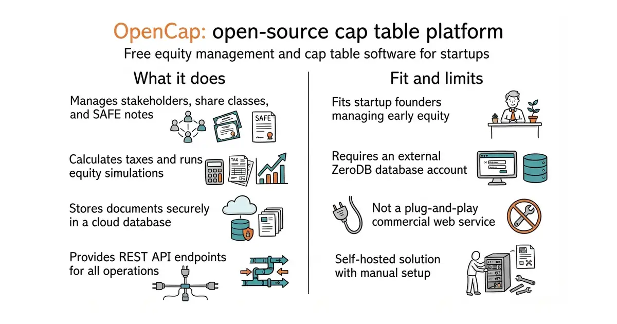 OpenCap: open-source cap table platform. Free equity management and cap table software for startups.