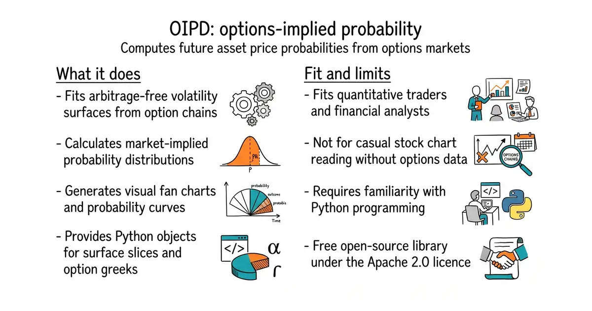 OIPD: options-implied probability. Computes future asset price probabilities from options markets.