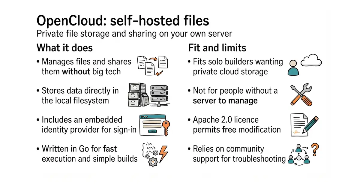 OpenCloud: self-hosted files. Private file storage and sharing on your own server.