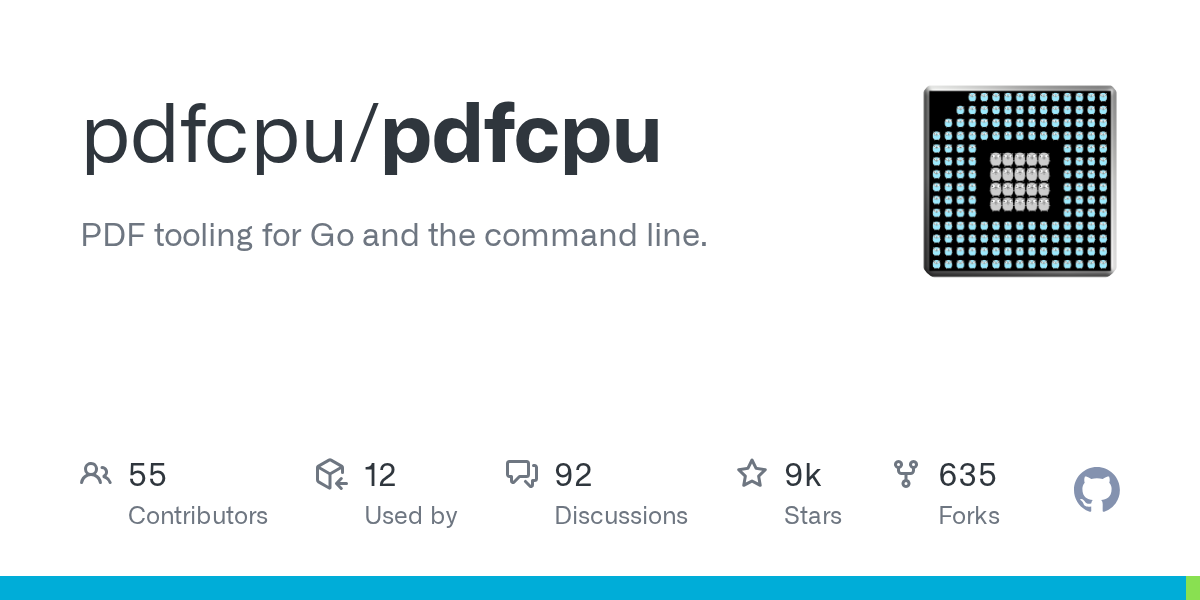 pdfcpu/pdfcpu: GitHub preview card