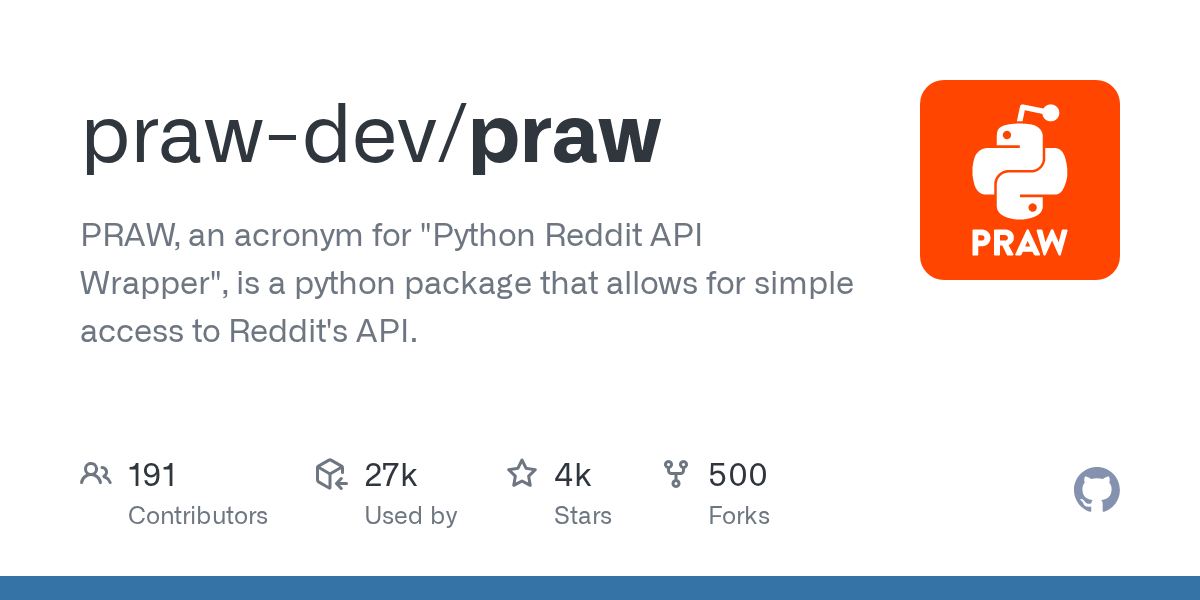 praw-dev/praw: GitHub preview card